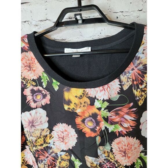 Boston Proper Women's Black Floral Sweatshirt Size Small t13 - Picture 5 of 8